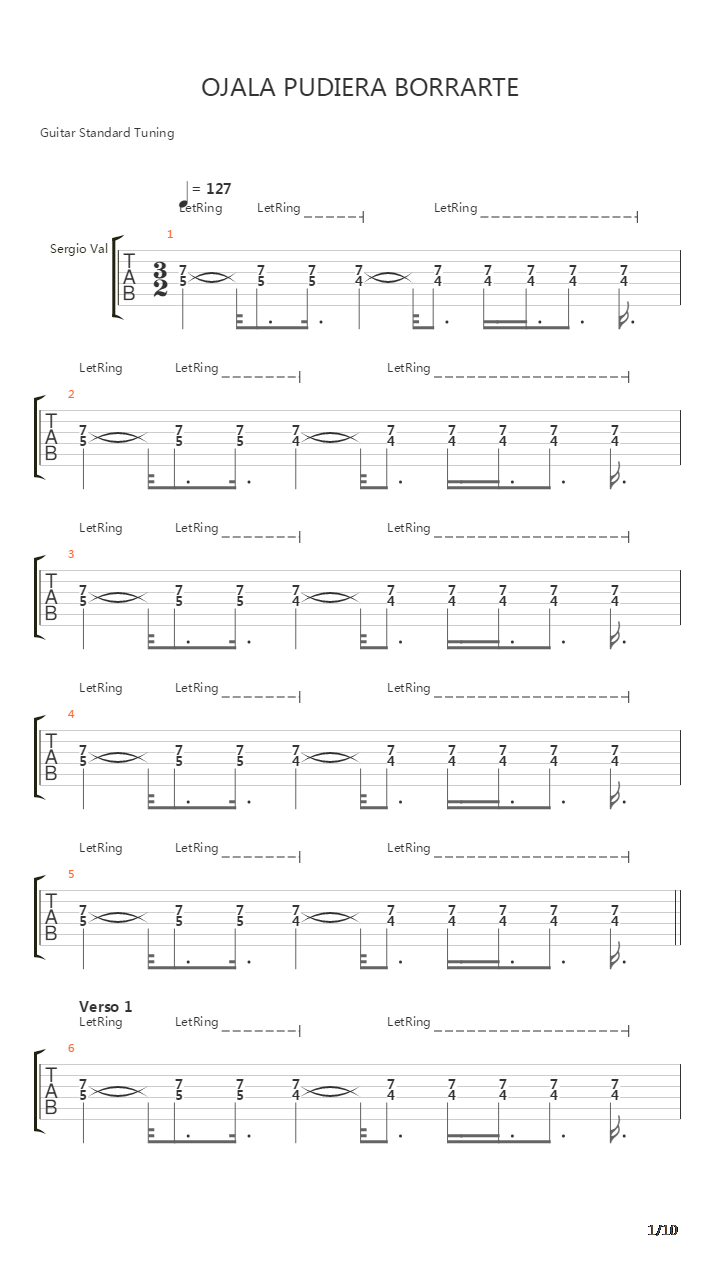 Ojala Pudiera Borrarte吉他谱