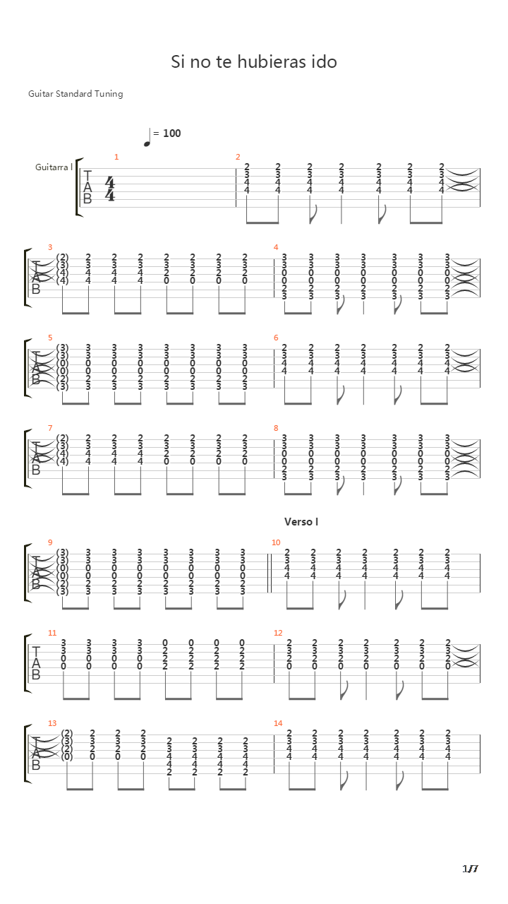 Si No Te Hubieras Ido吉他谱