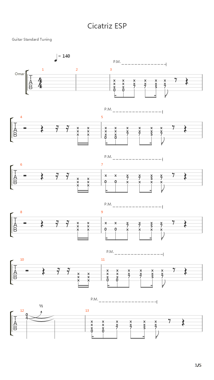 Cicatriz Esp吉他谱