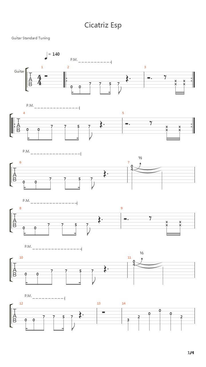 Cicatriz Esp吉他谱