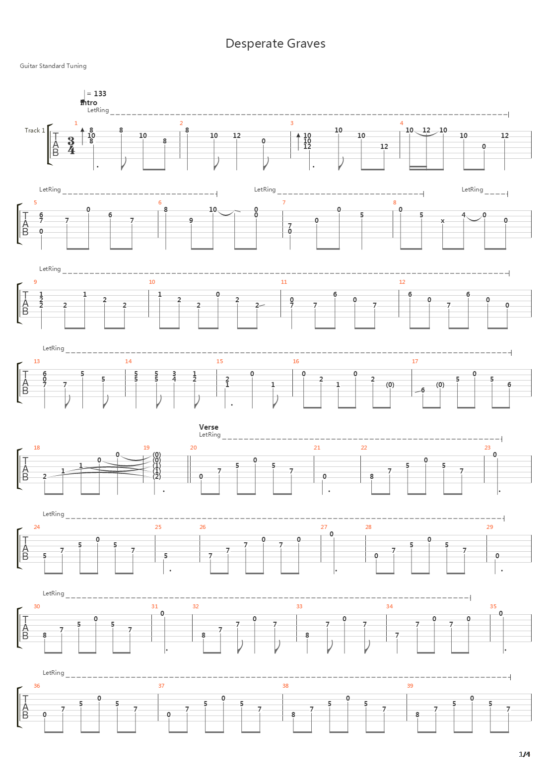 Desperate Graves吉他谱