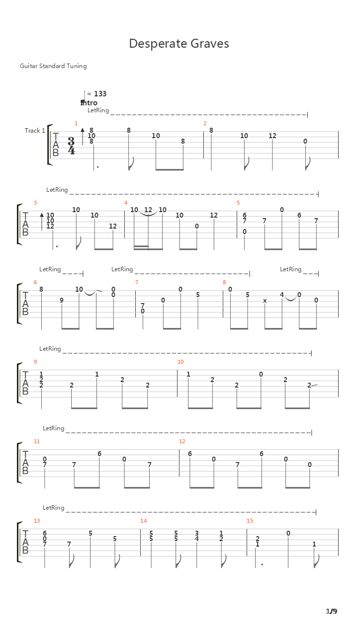 Desperate Graves吉他谱