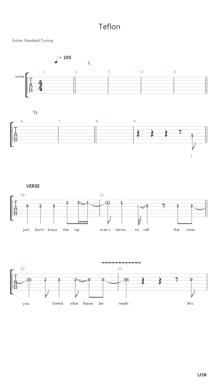 Teflon吉他谱