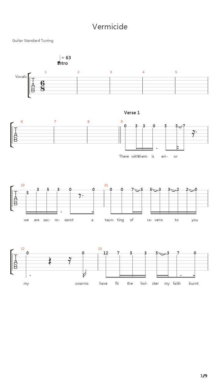 Vermicide吉他谱