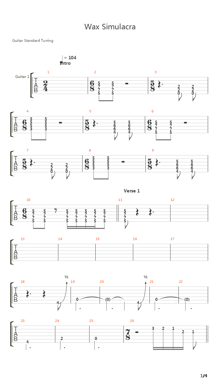 Wax Simulacra吉他谱