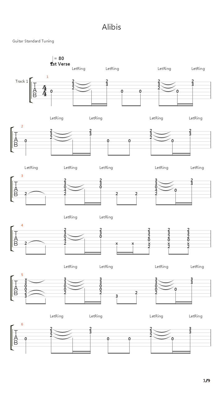 Alibis吉他谱