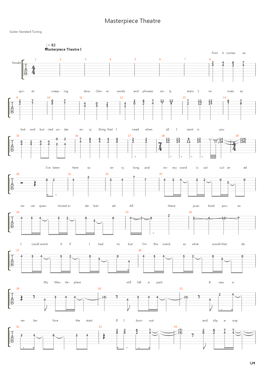 Masterpiece Theatre吉他谱