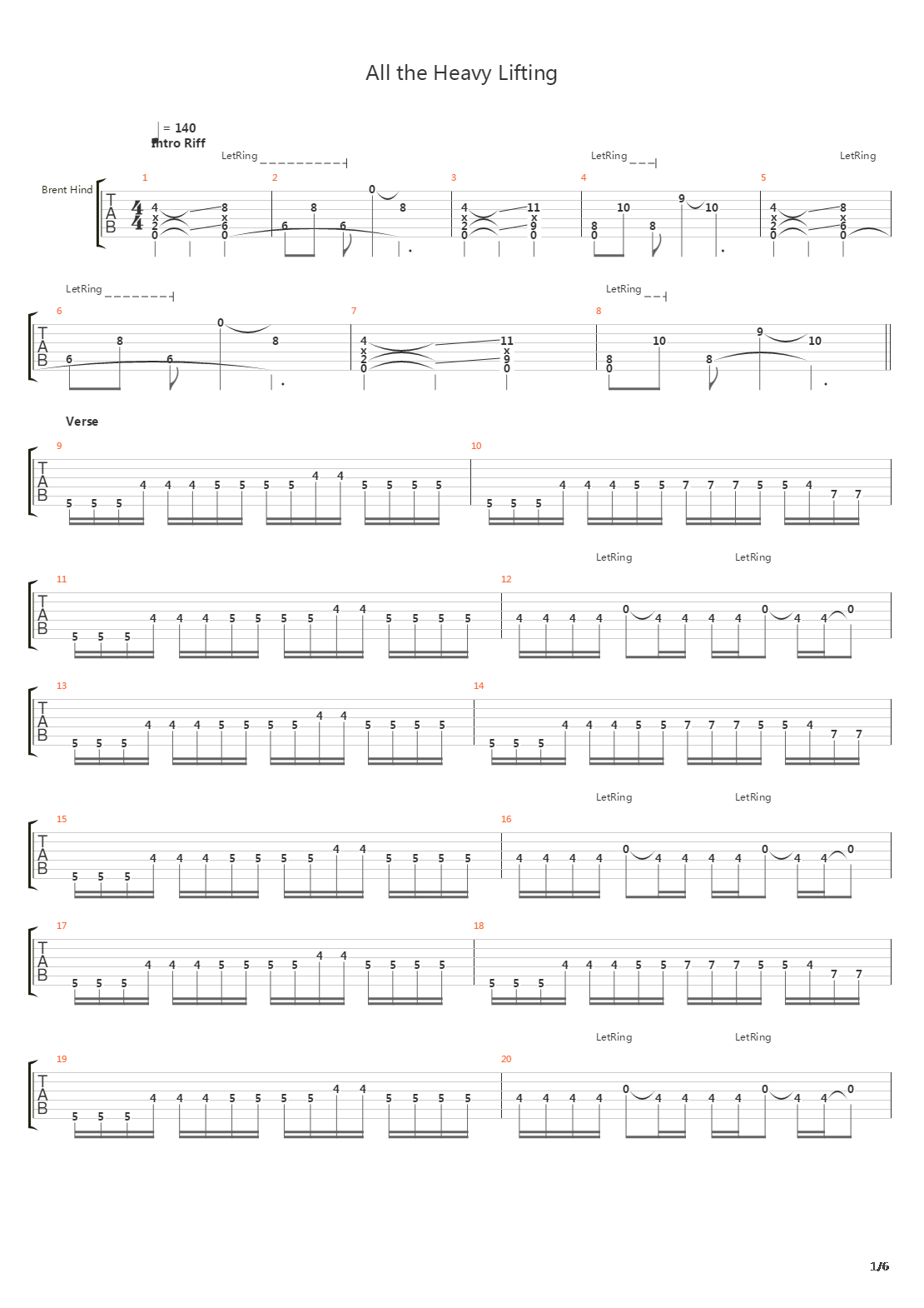 All The Heavy Lifting吉他谱