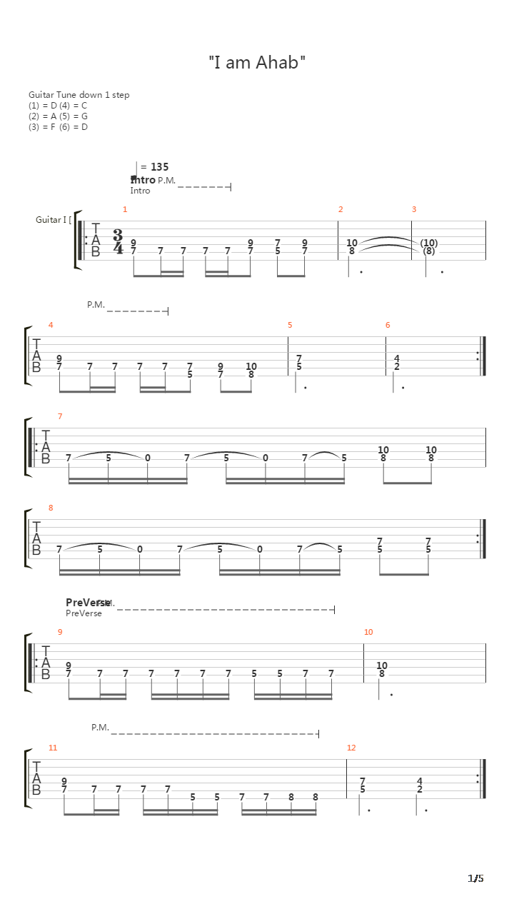 I Am Ahab吉他谱