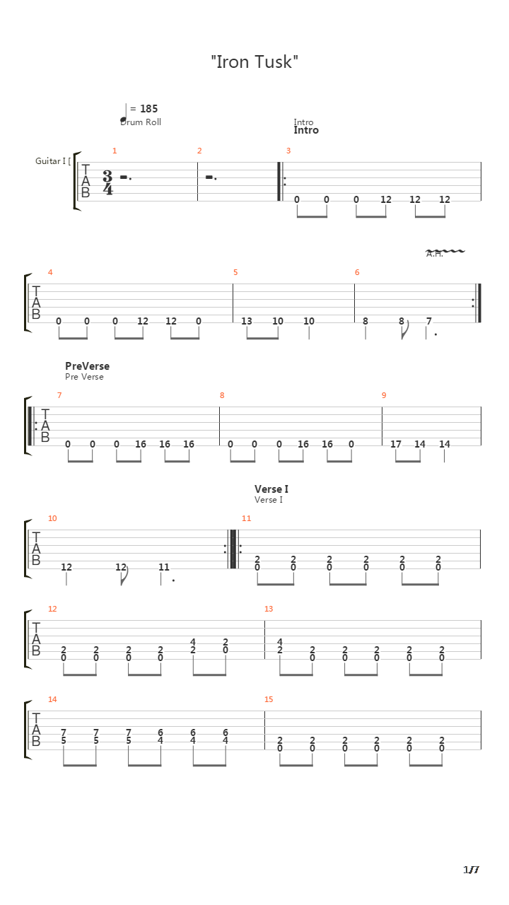Iron Tusk吉他谱