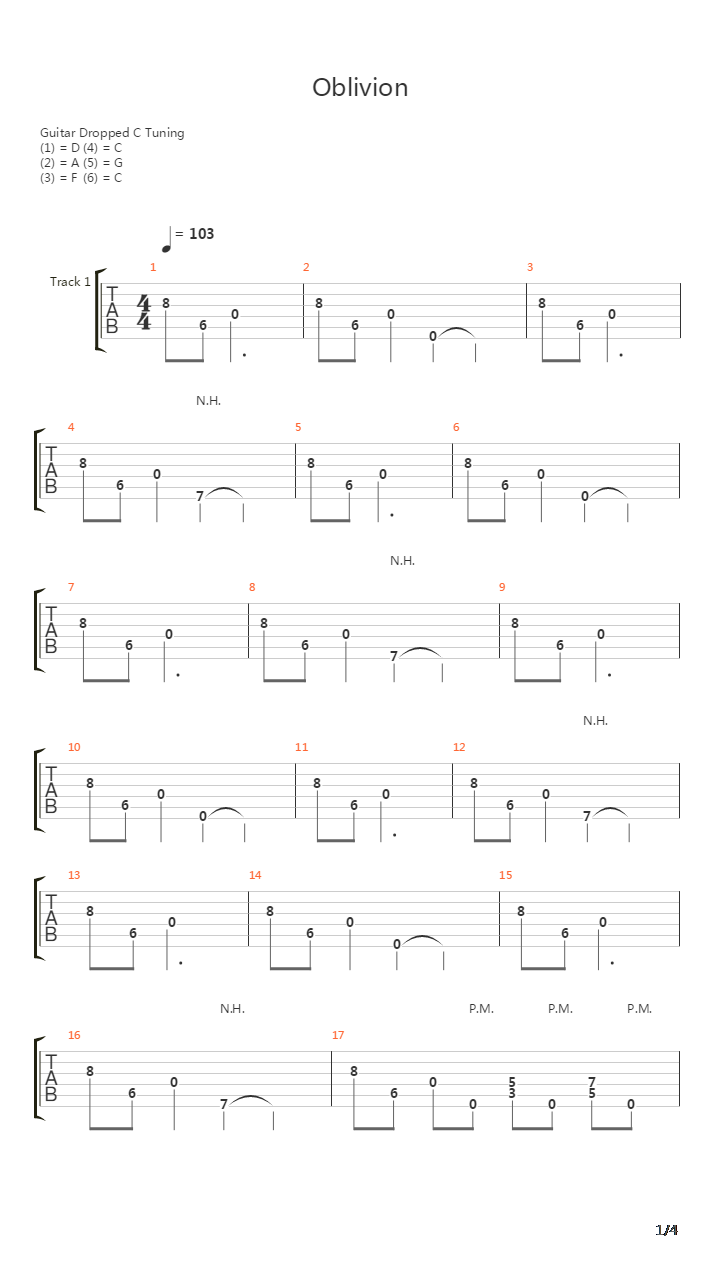Oblivion吉他谱