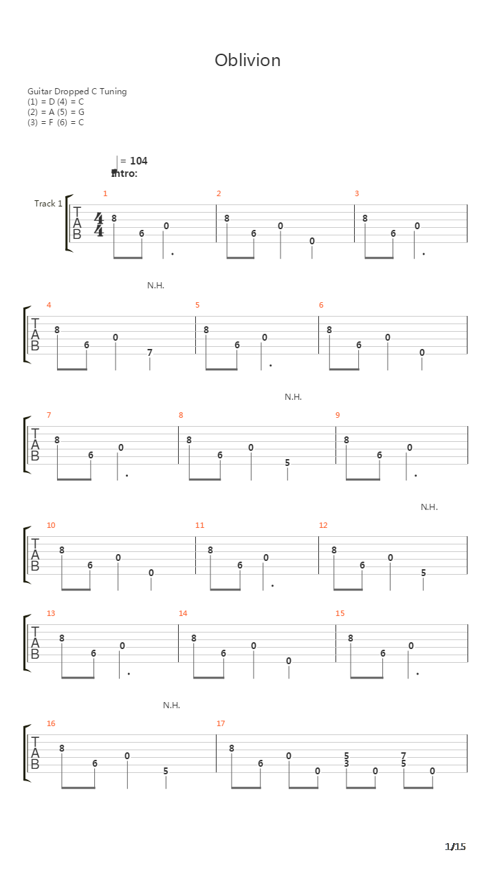 Oblivion吉他谱