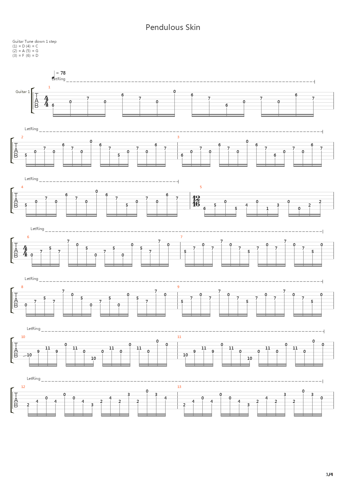 Pendulous Skin吉他谱