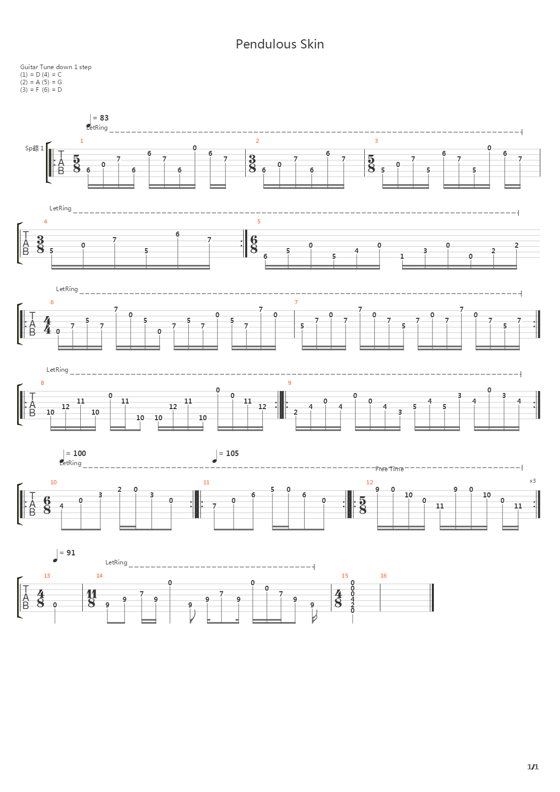Pendulous Skin吉他谱
