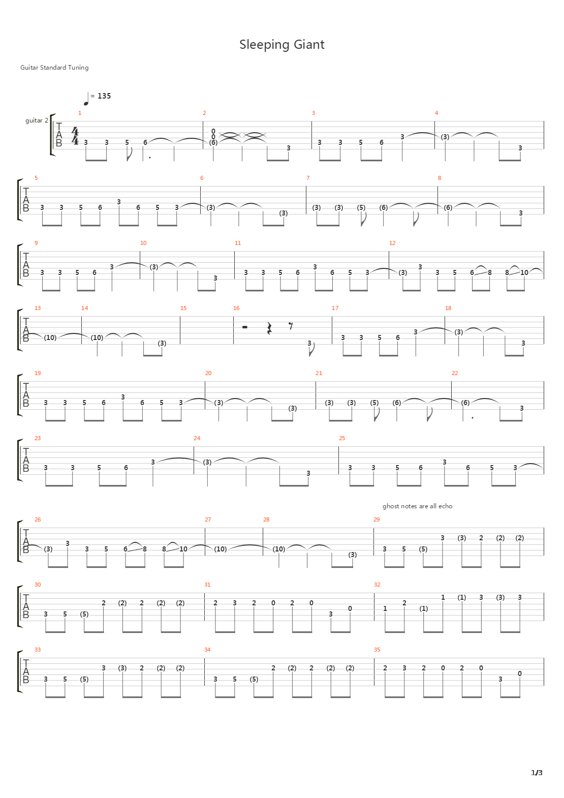 Sleeping Giant吉他谱