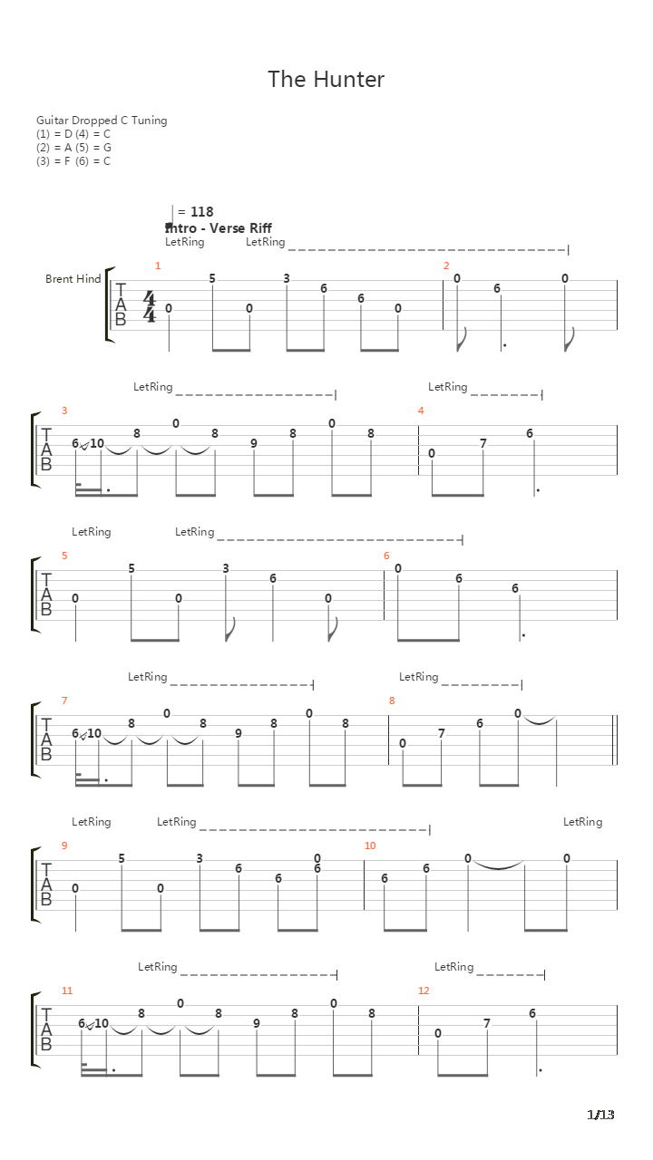 The Hunter吉他谱