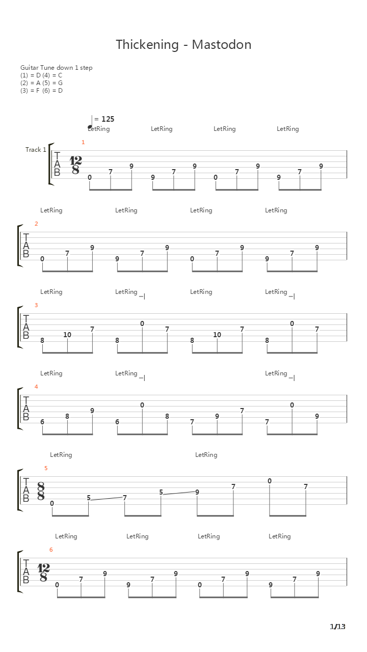 Thickening吉他谱