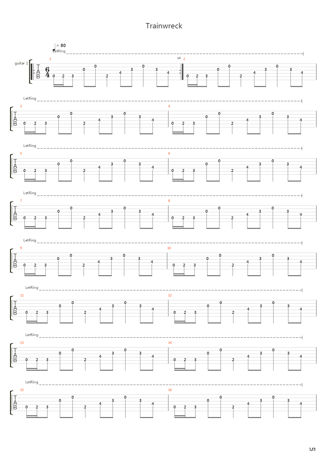 Trainwreck吉他谱