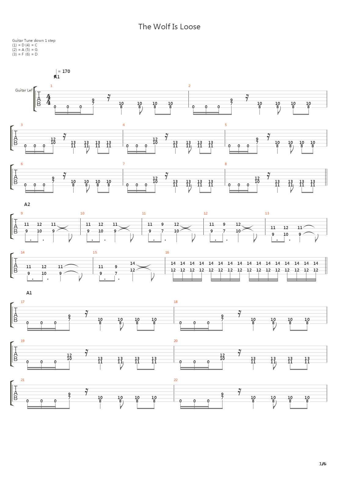 Wolf Is Loose吉他谱