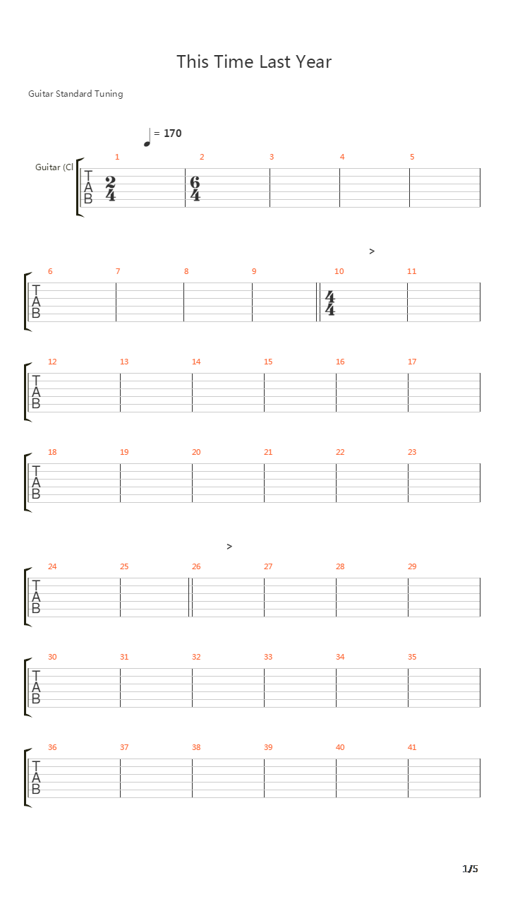 This Time Last Year吉他谱