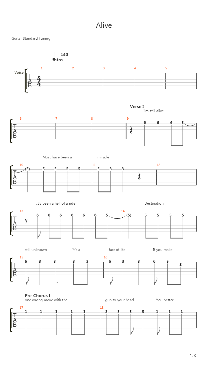 Alive吉他谱