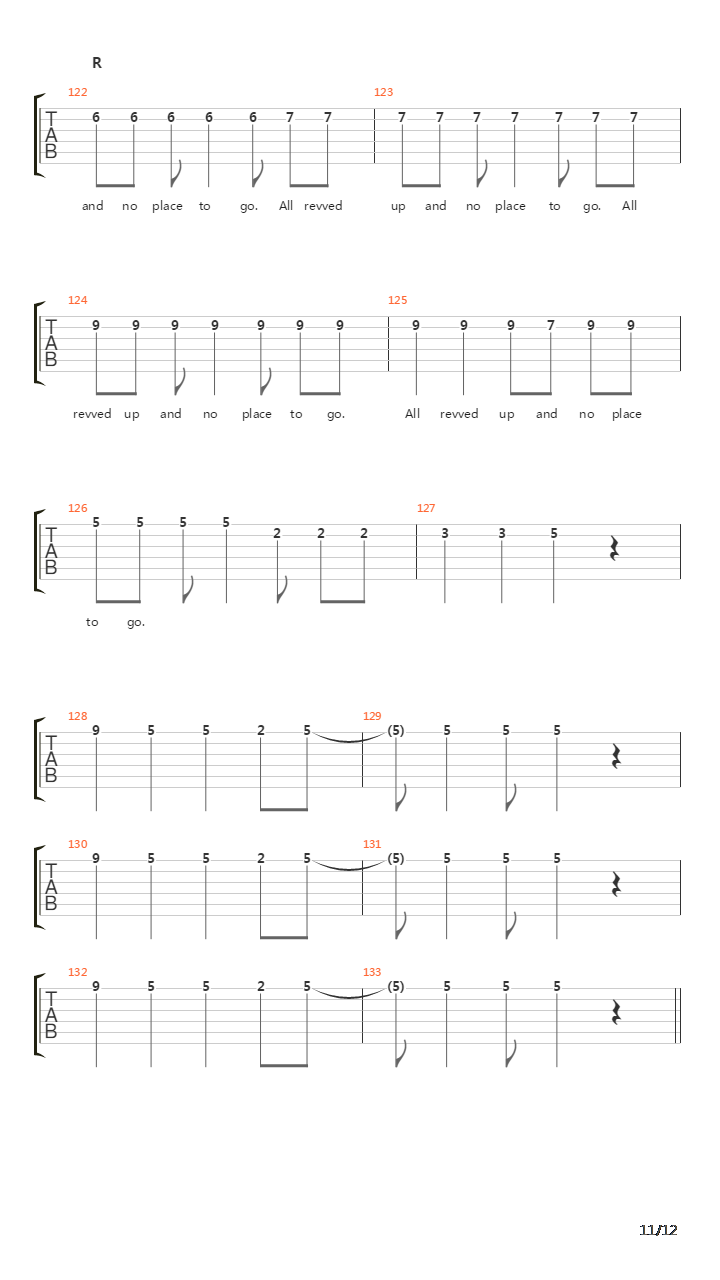 All Revved Up With No Place To Go吉他谱