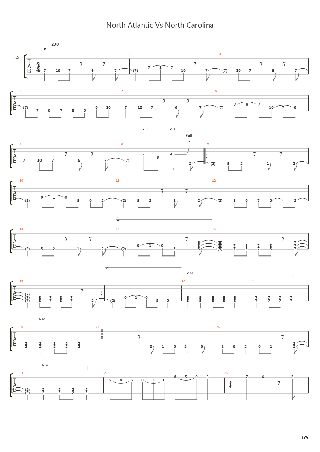 North Atlantic Vs North Carolina吉他谱