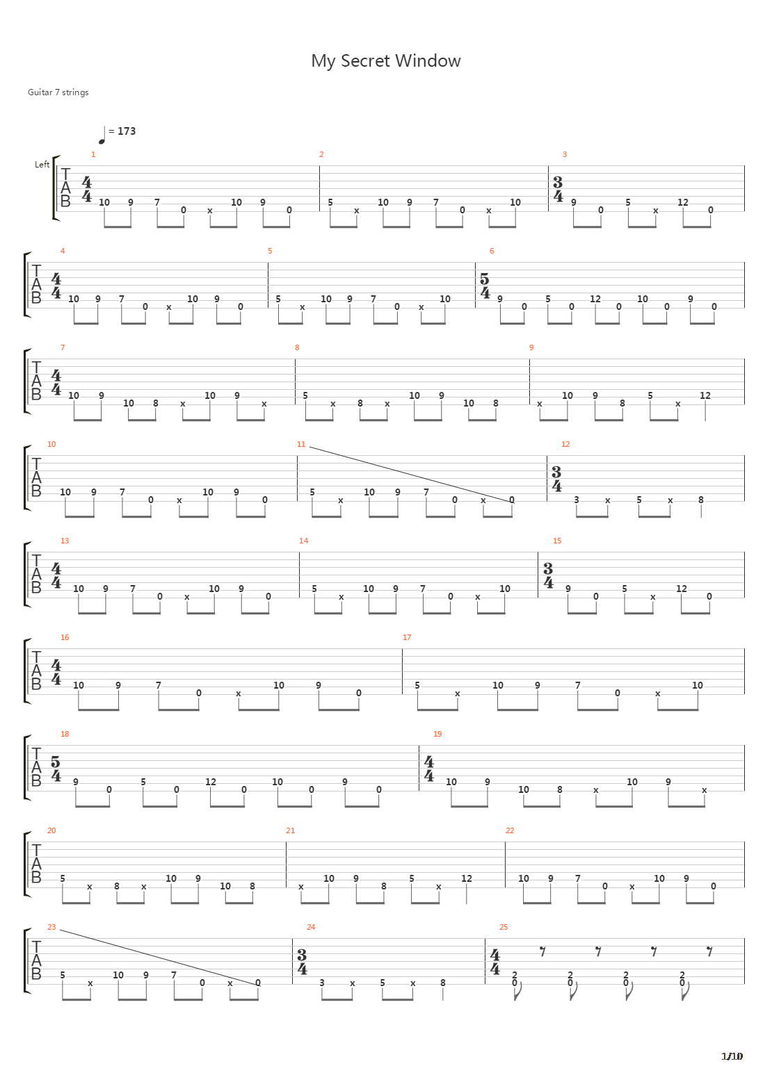My Secret Window吉他谱