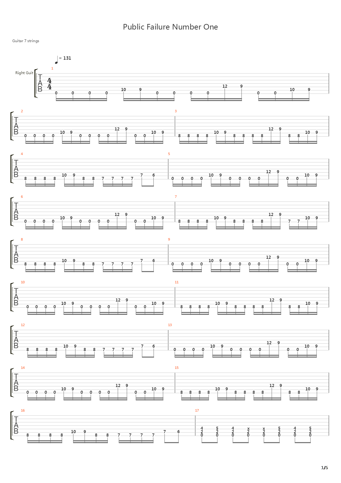 Public Failure Number One吉他谱
