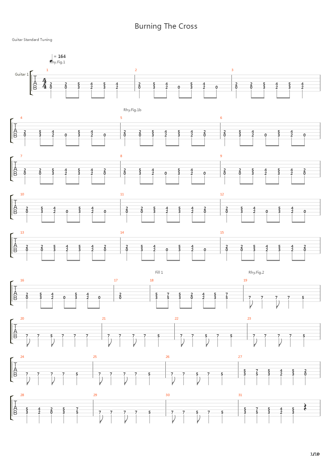 Burning The Cross吉他谱