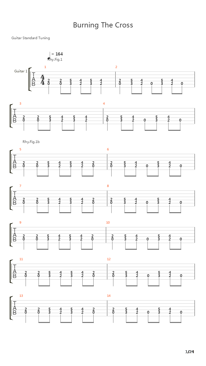 Burning The Cross吉他谱