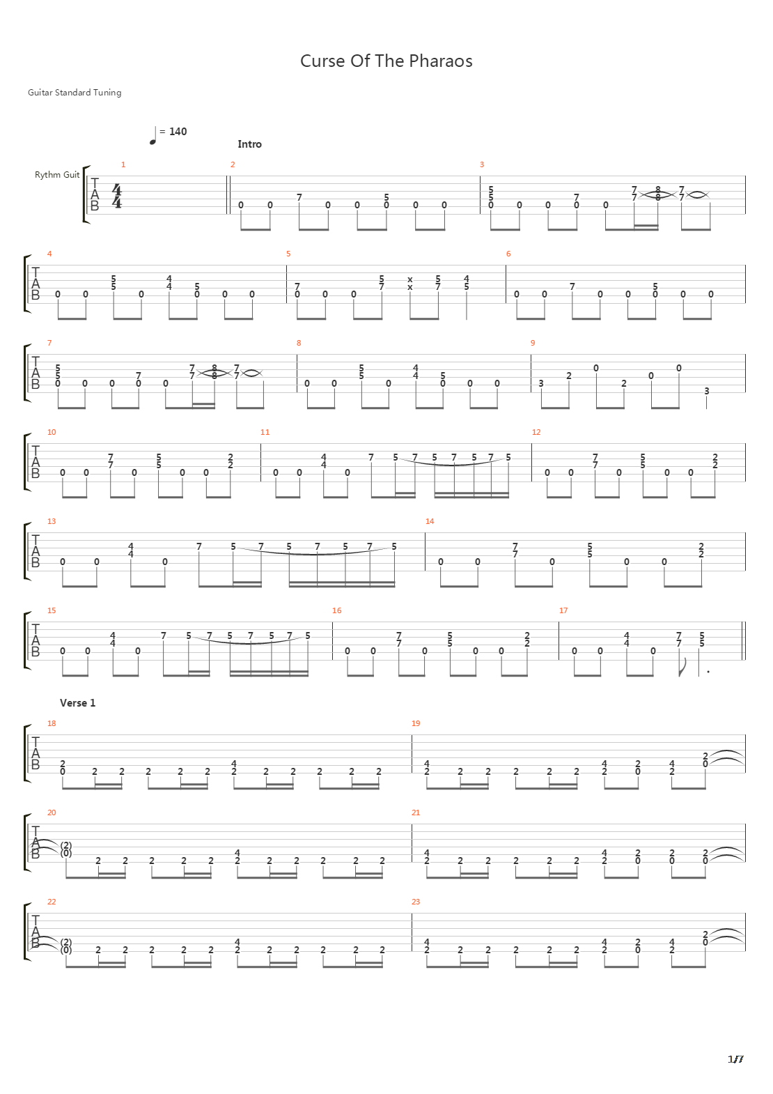 Curse Of The Pharaohs吉他谱