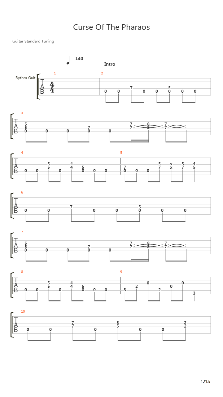 Curse Of The Pharaohs吉他谱