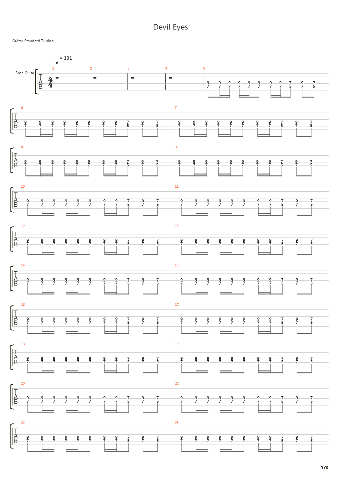 Devil Eyes吉他谱