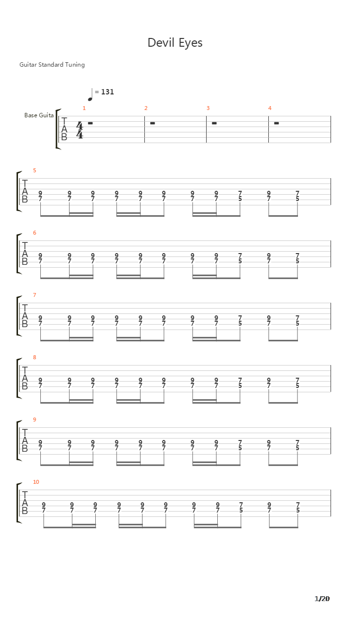 Devil Eyes吉他谱