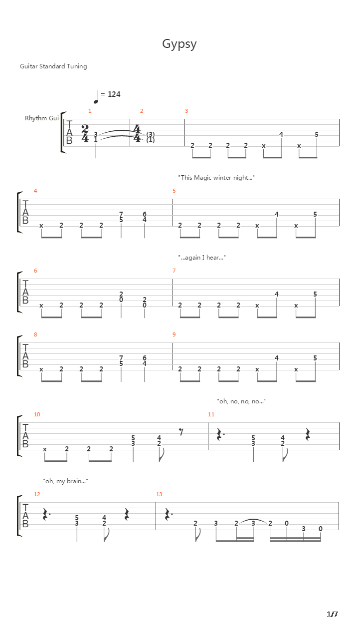 Gypsy吉他谱