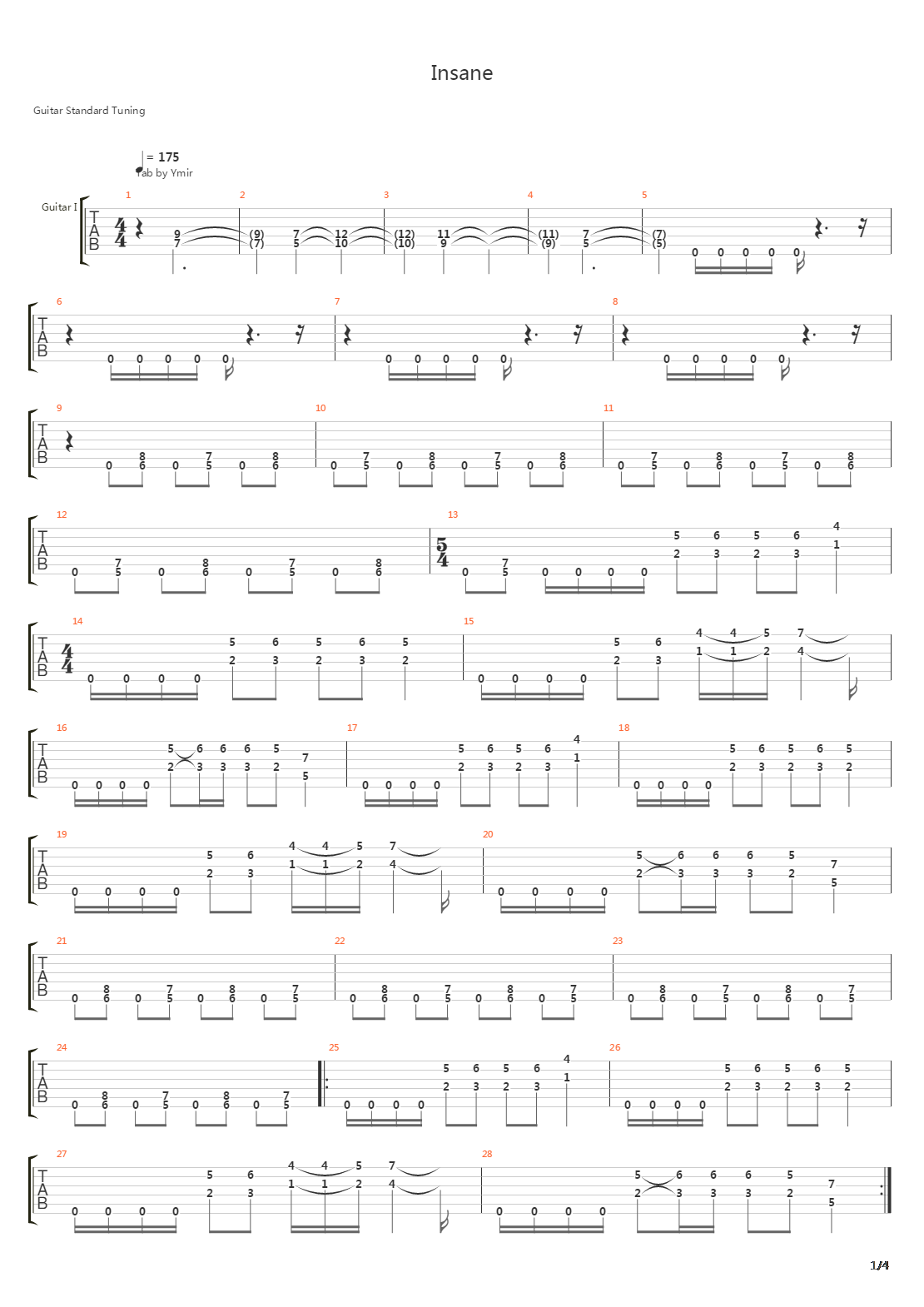 Insane吉他谱