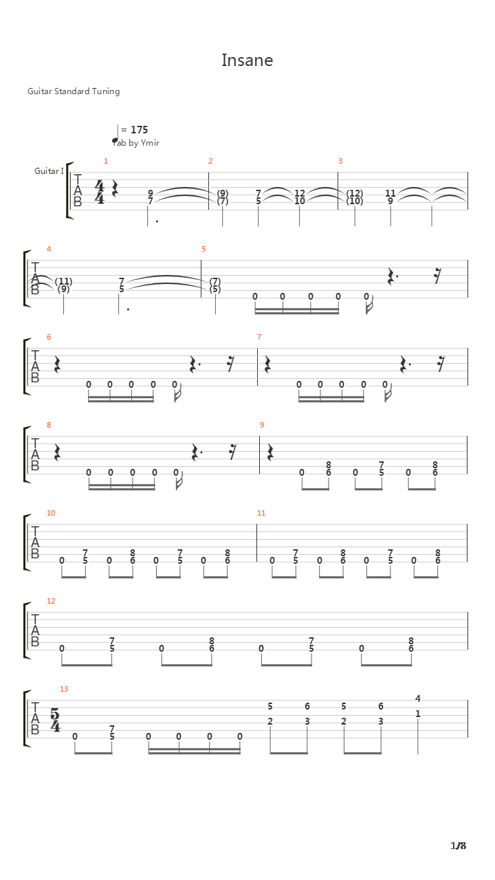 Insane吉他谱
