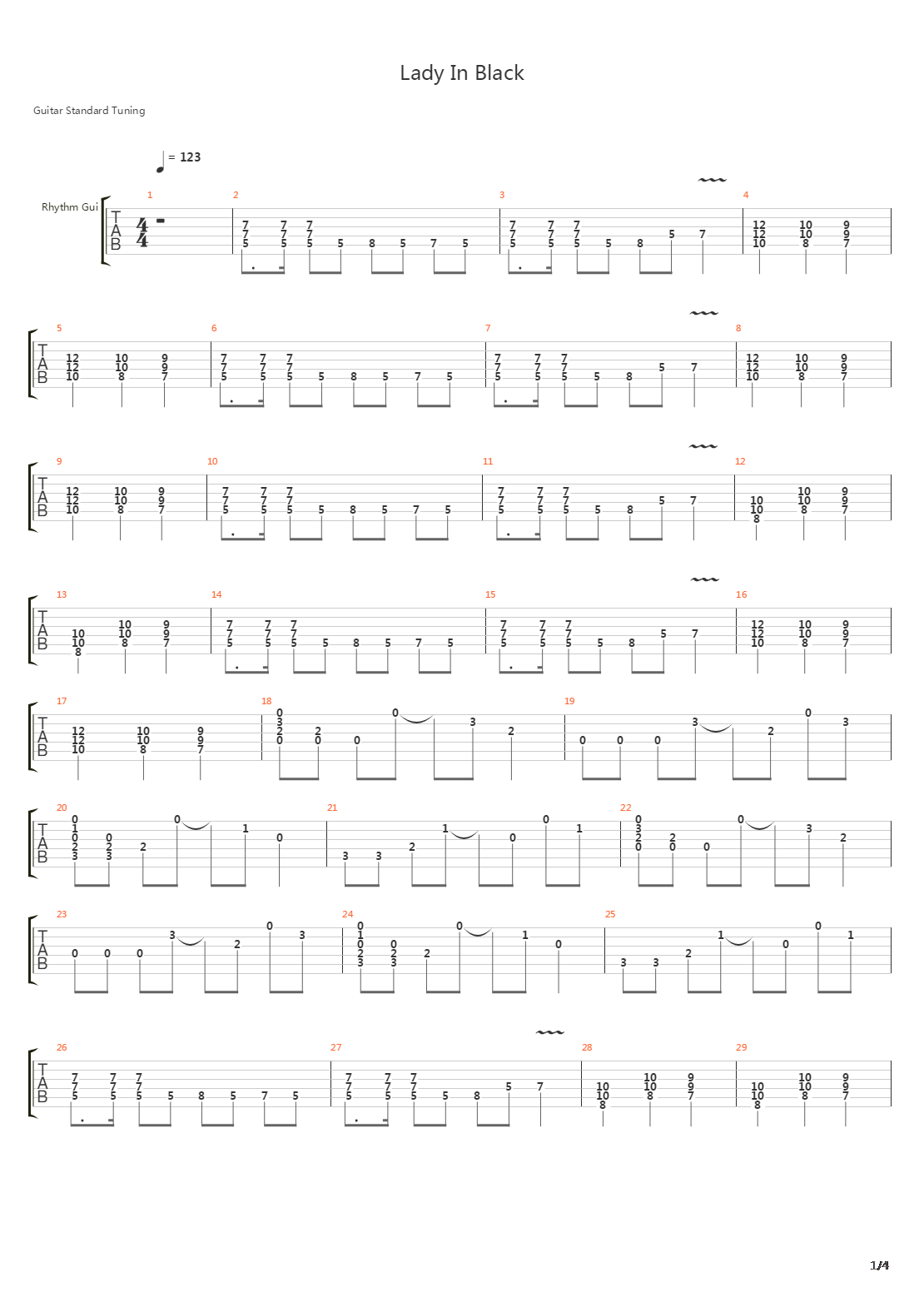 Lady In Black吉他谱