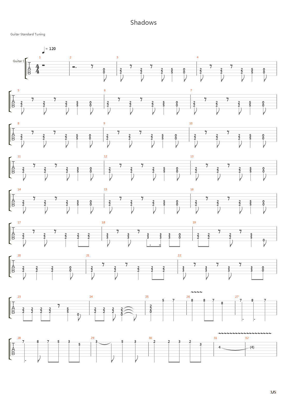 Shadows吉他谱