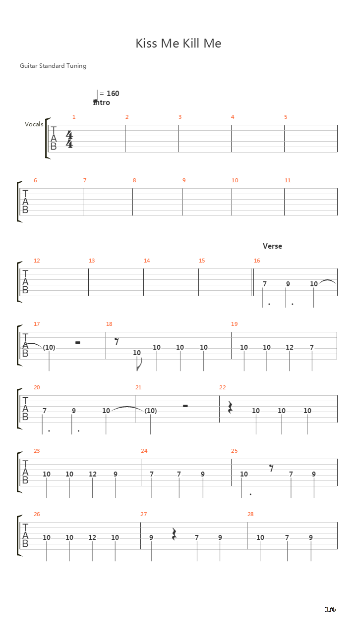 Kiss Me Kill Me吉他谱