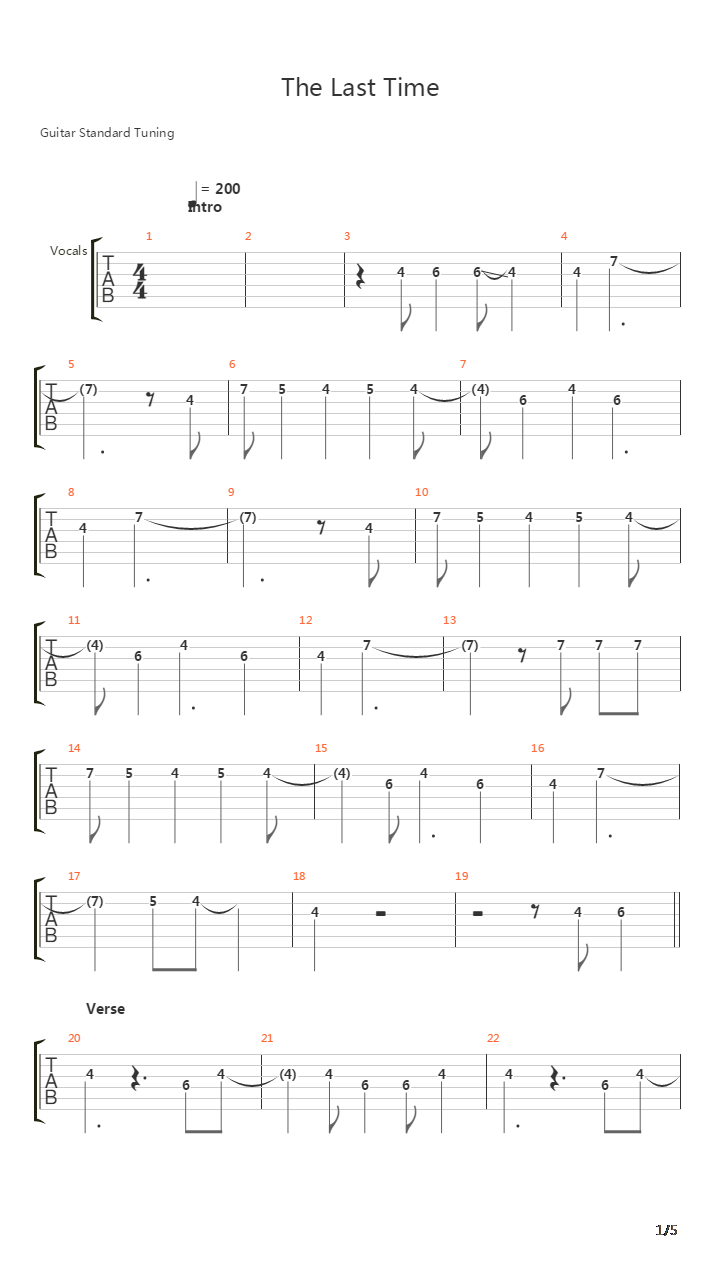 Last Time吉他谱