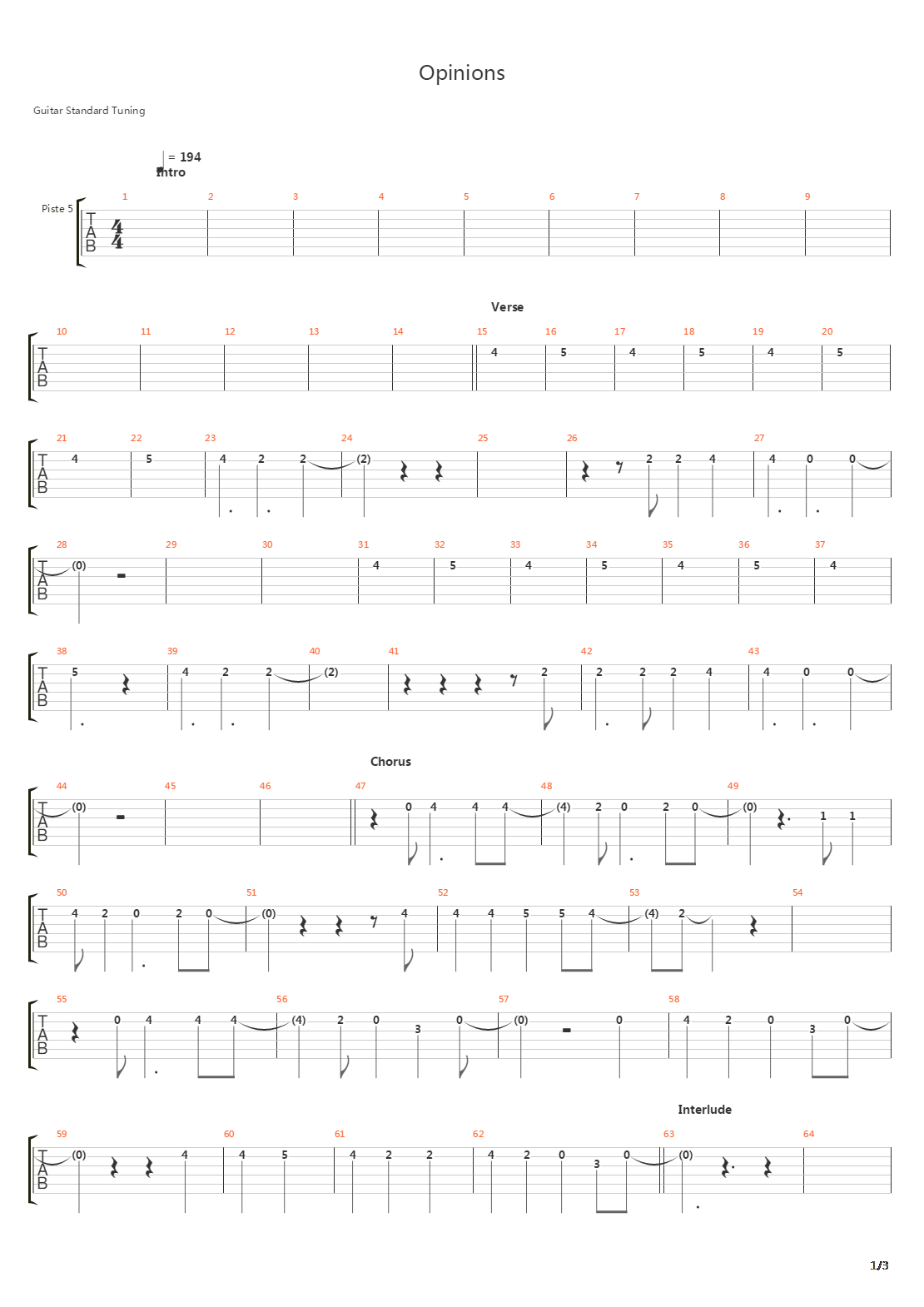 Opinions吉他谱