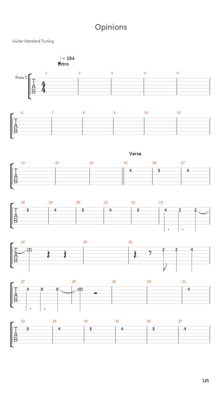 Opinions吉他谱