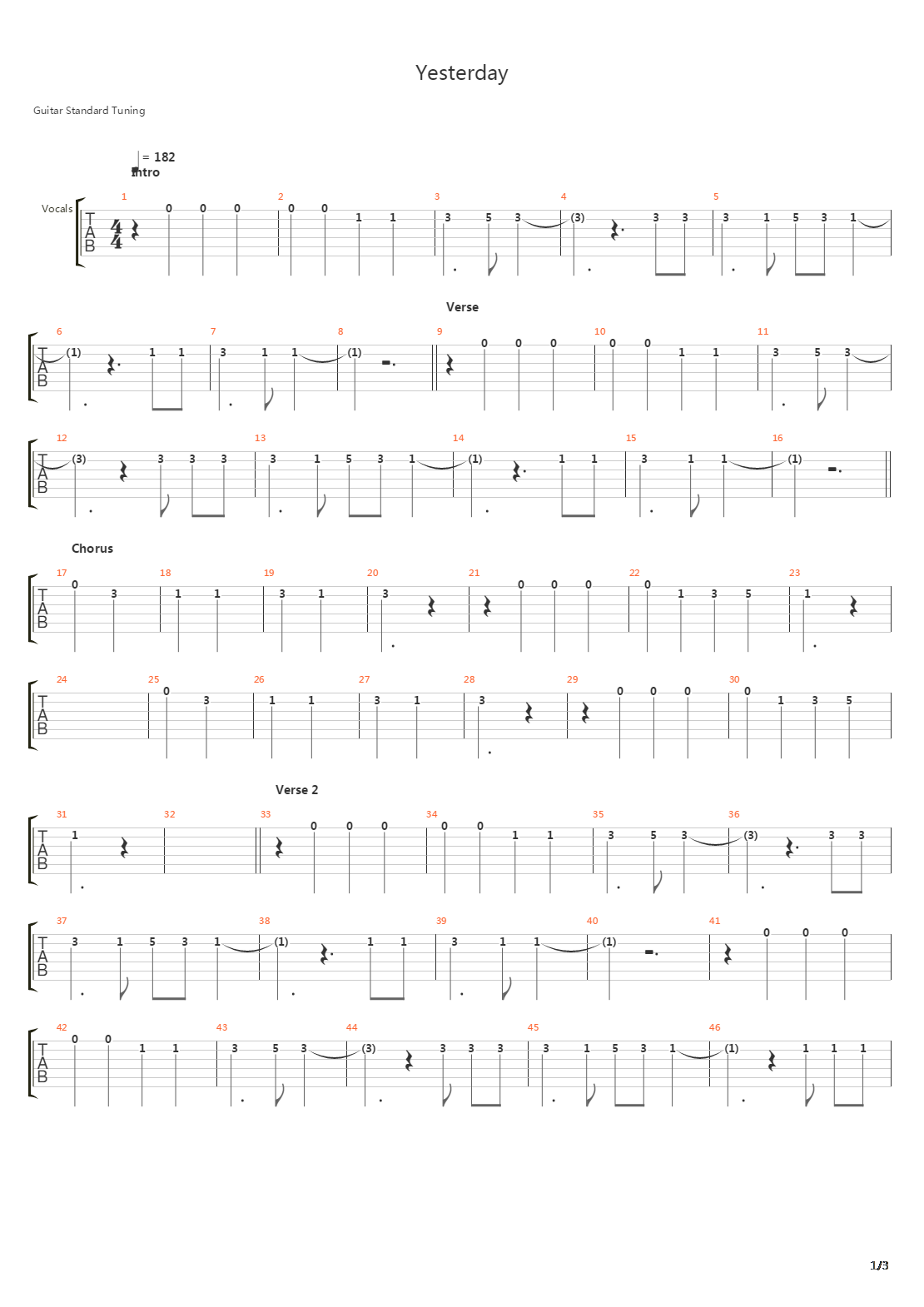 Yesterday吉他谱