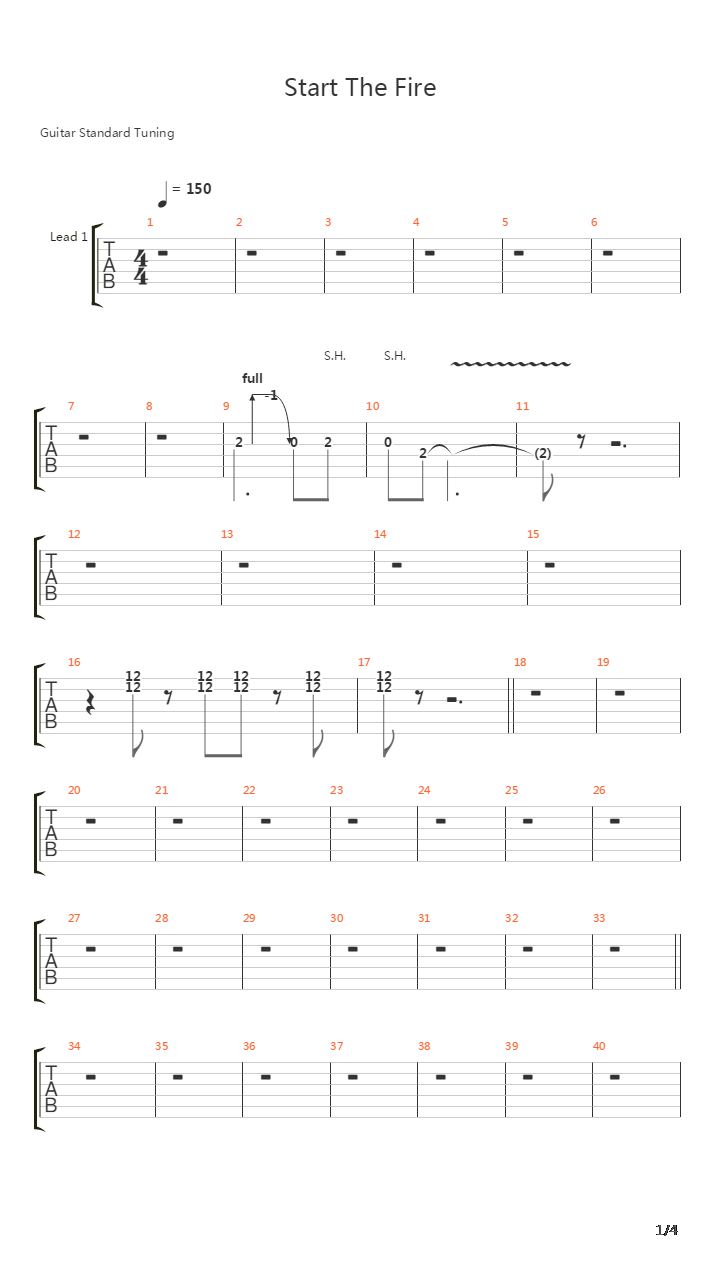Start The Fire吉他谱