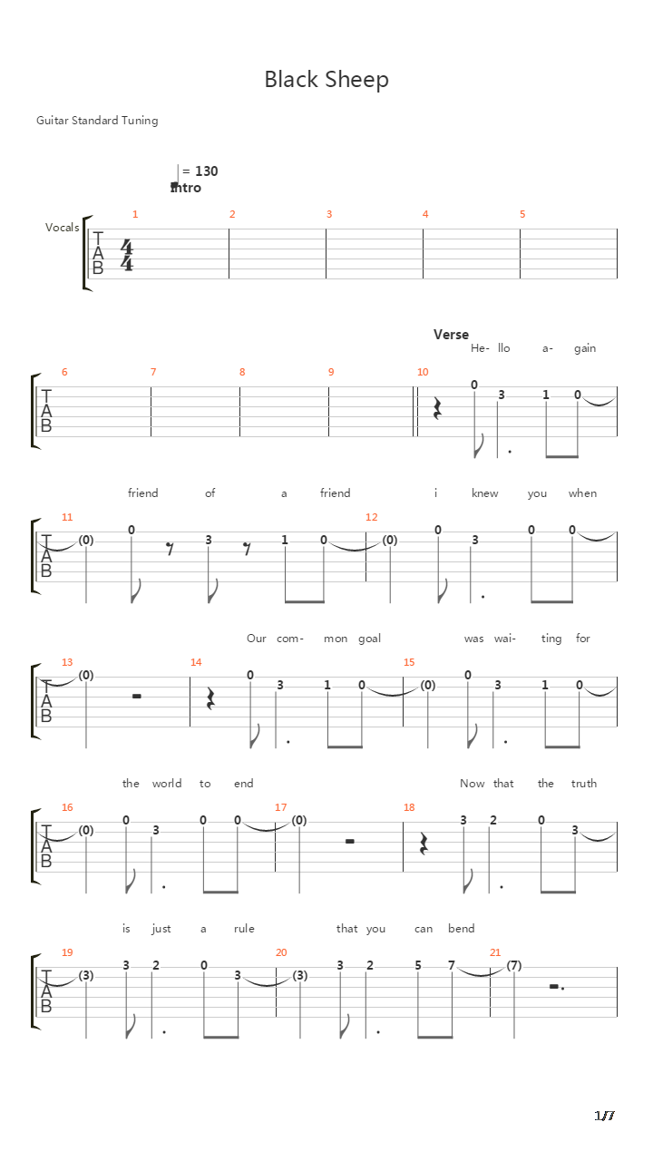 Black Sheep吉他谱