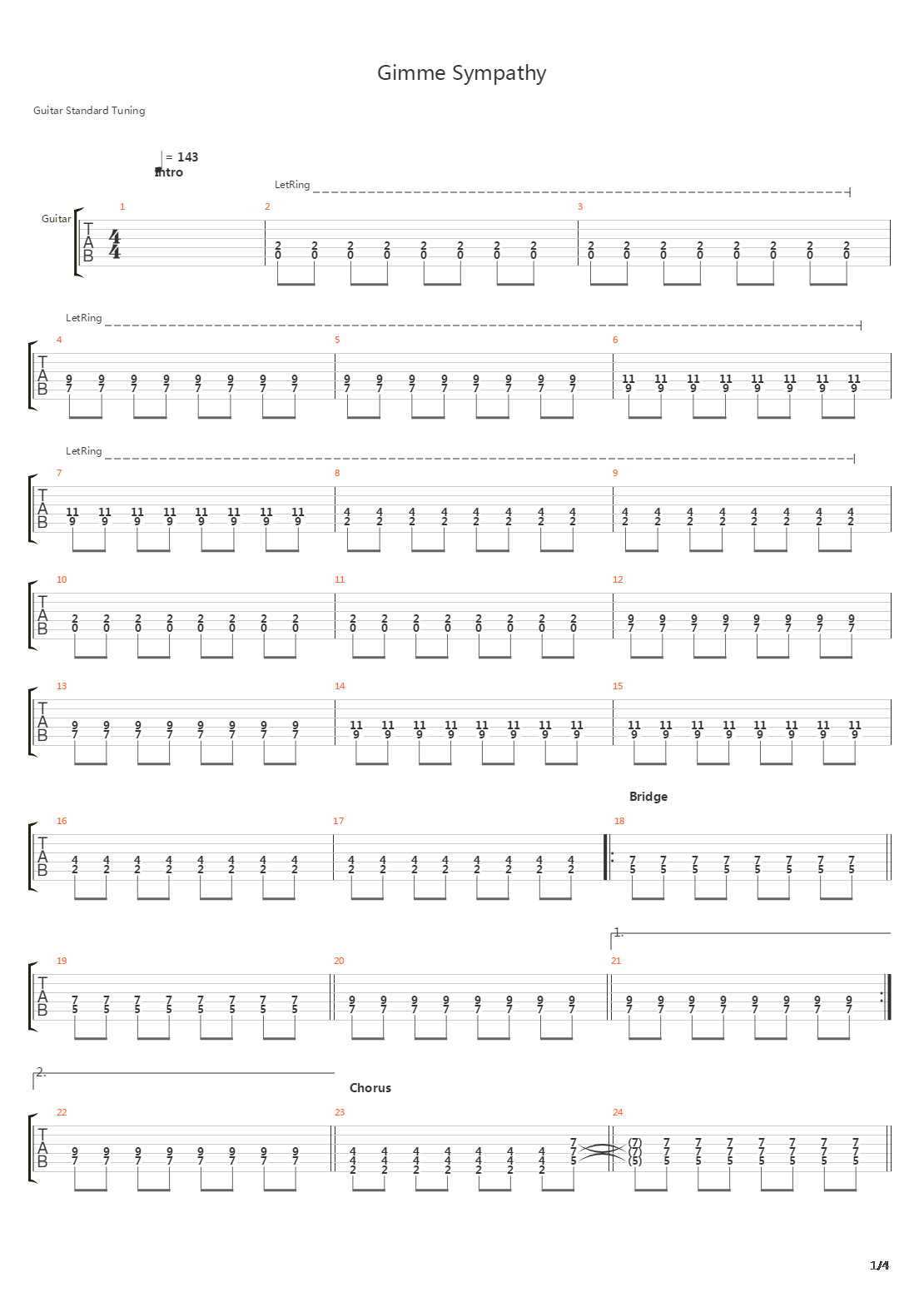 Gimme Sympathy吉他谱