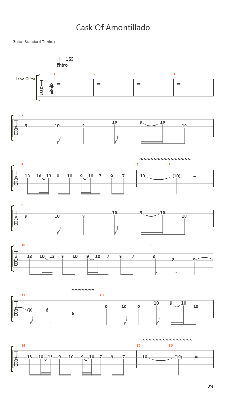 Cask Of Amontillado吉他谱