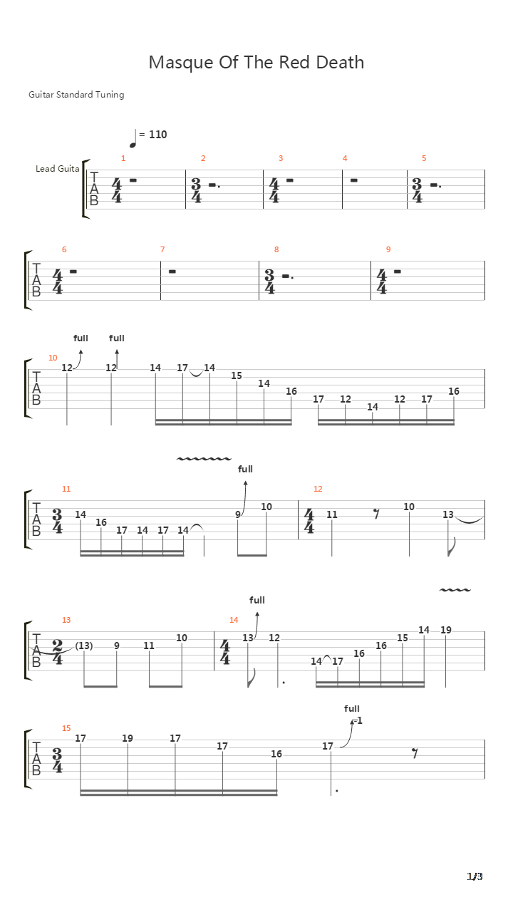 Masque Of The Red Death吉他谱